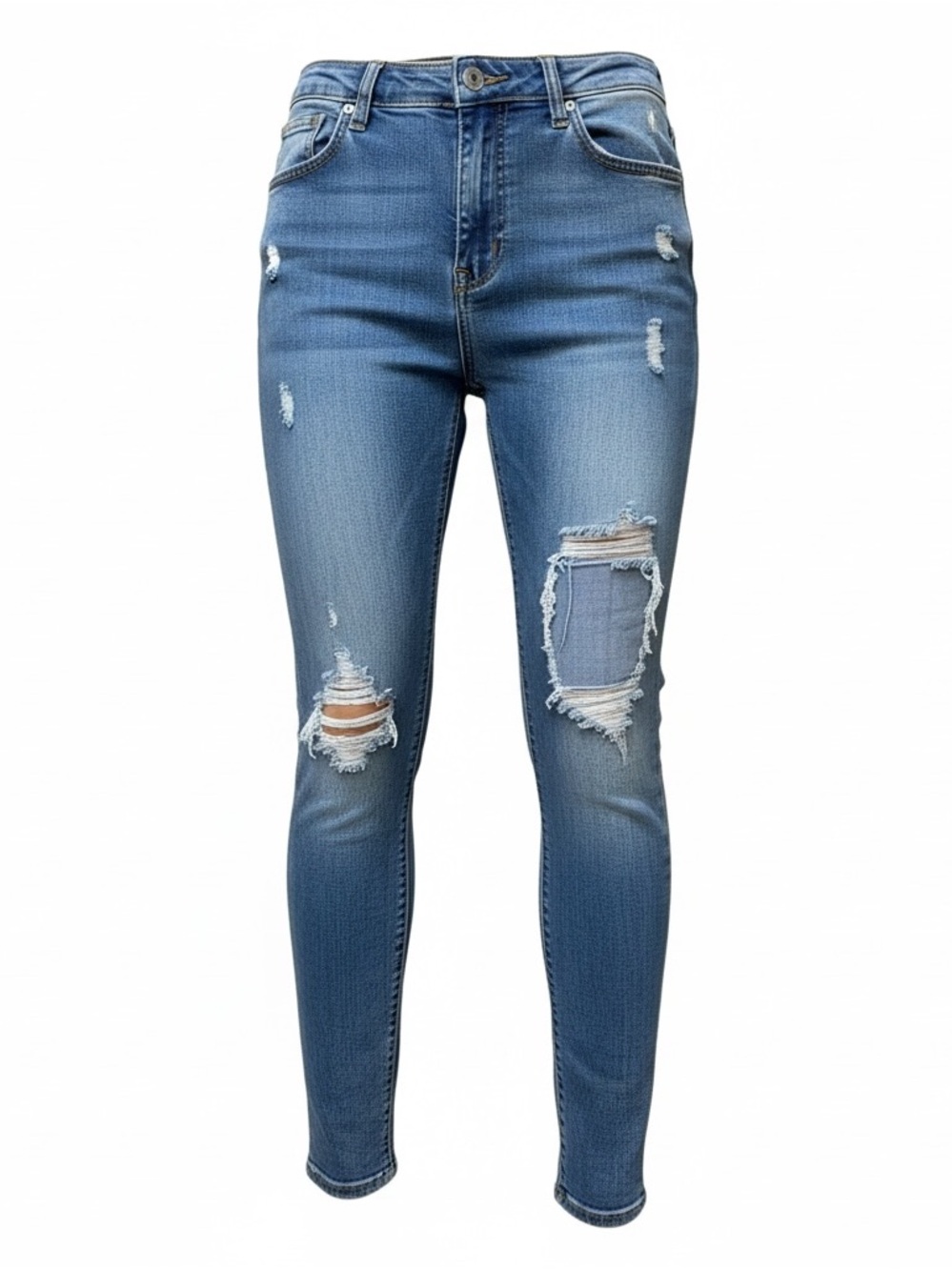 Fashion Nova High-Rise Distressed Skinny Jeans - Blue